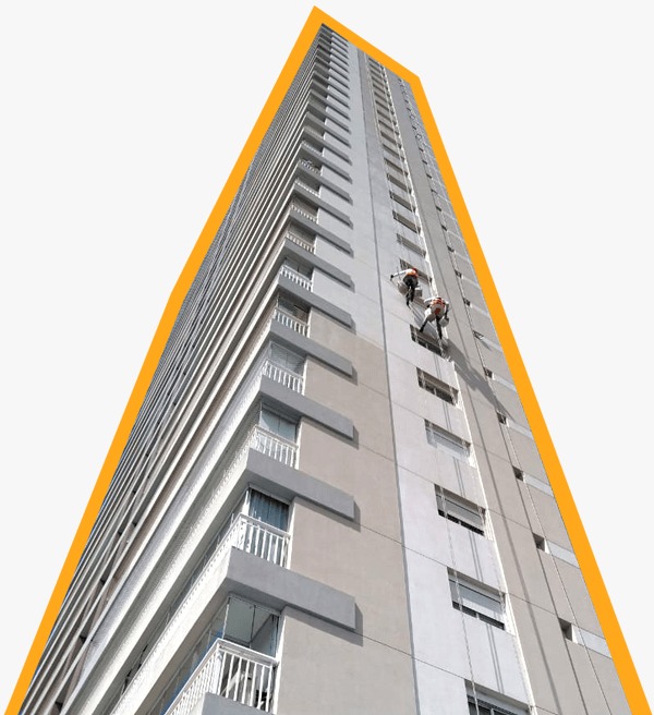 Pintura de fachada em andamento